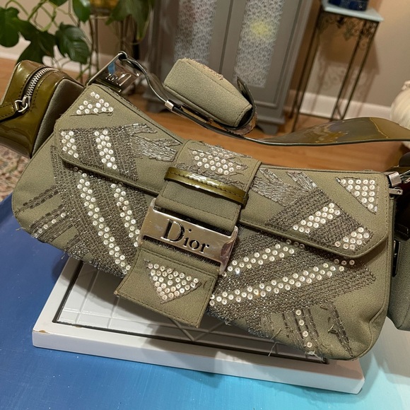 Dior Limited Edition Olive Green Silk Street Chic Columbus Ave Bag - Picture 11 of 16
